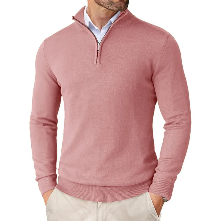 Herren Pullover mit praktischem Reißverschluss, ein warmer Strickpullover für moderne Herrenmode.