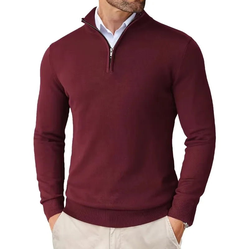 Bequemer Freizeit Pullover für Herren, ein warmer Strickpullover mit Reißverschluss für entspannte Tage.