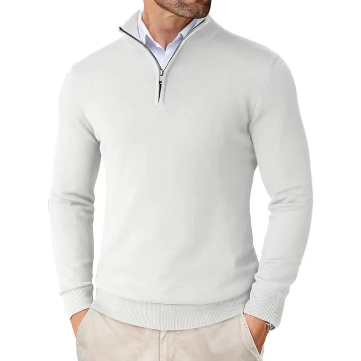 Zeitloser Herren Strickpullover mit Reißverschluss, ideal für Business Casual Outfits und Eleganz.