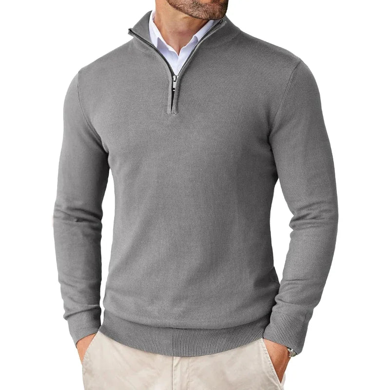 Winterpullover Herren: warmer Strickpullover mit Reißverschluss, stilvoll und komfortabel für die kalte Jahreszeit.
