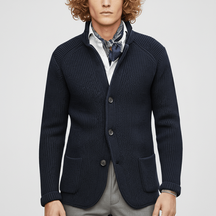 Herren strukturierte Strickjacke, langärmlig, für vielseitigen Komfort & eleganten Casual-Stil.