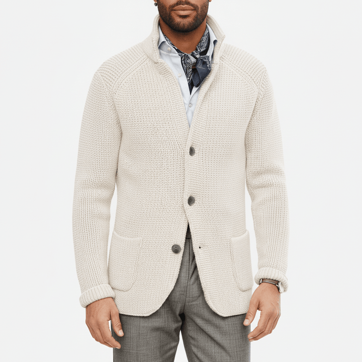 Herren Business Casual Cardigan, strukturiert & langärmlig, für seriöse aber bequeme Outfits.