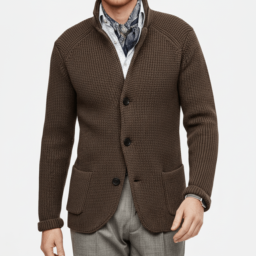 Lässige Herren-Strickjacke, strukturiert, langärmlig, ideal für Freizeit, Entspannung & Alltag.
