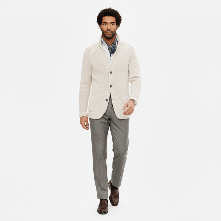 Eleganter Herren-Cardigan mit Strukturmuster & Knopfleiste, langärmlig für vielseitige Outfits.