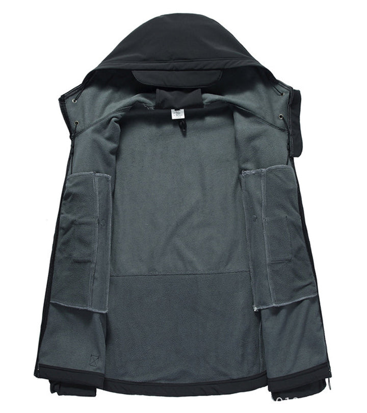 Herren Funktions-Kapuzenjacke, taktisch, Softshell, wasserdicht & winddicht, optimal für Outdoor-Erlebnisse.