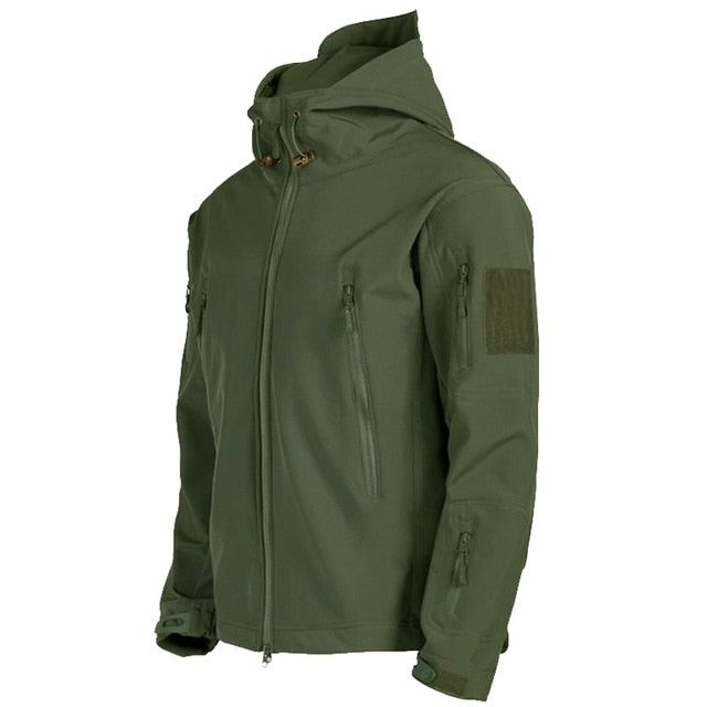 Hochwertige Herren Softshell-Jacke, taktisch, mit Kapuze, wasserdicht, winddicht, für Abenteuerlustige.