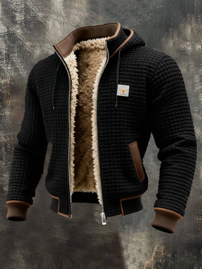 Gepolsterte Herren Winterjacke, winddichter Thermomantel für extreme Kälte. Ideal für Herbst & Winter.