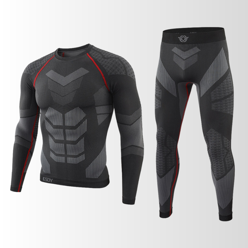 Gefaltetes Herren Thermounterwäsche Set. Praktisches Baselayer für Wintersport & Kälteschutz. Funktionelle Sportunterwäsche.