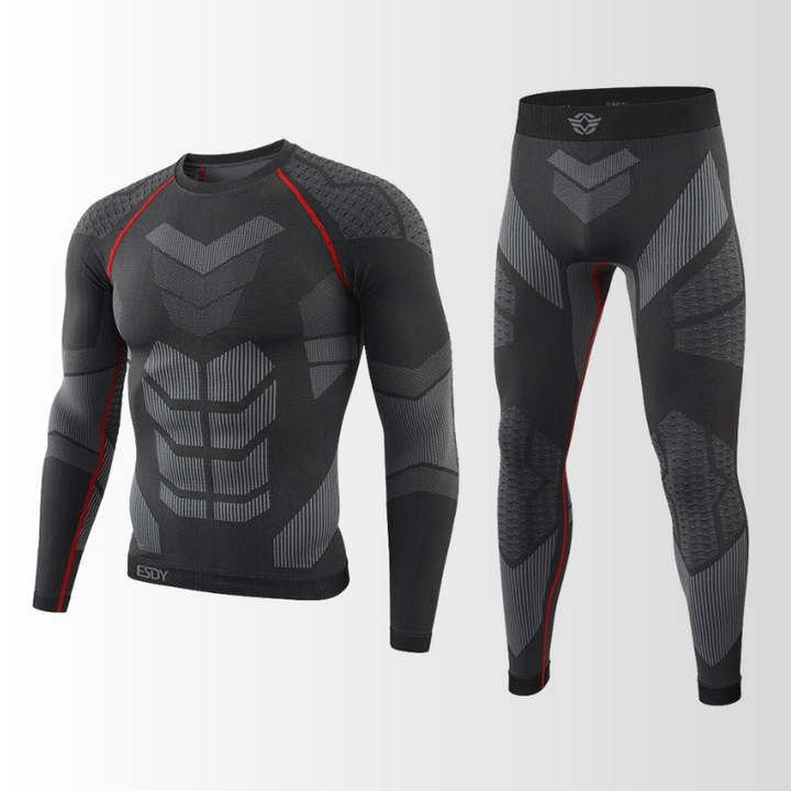 Gefaltetes Herren Thermounterwäsche Set. Praktisches Baselayer für Wintersport & Kälteschutz. Funktionelle Sportunterwäsche.