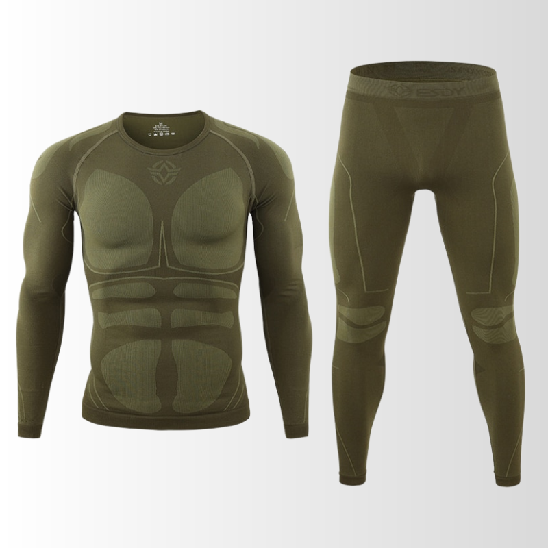 Funktionelles Herren Thermounterwäsche Set für Outdoor-Aktivitäten. Atmungsaktiver Kälteschutz und Wärme im Winter.