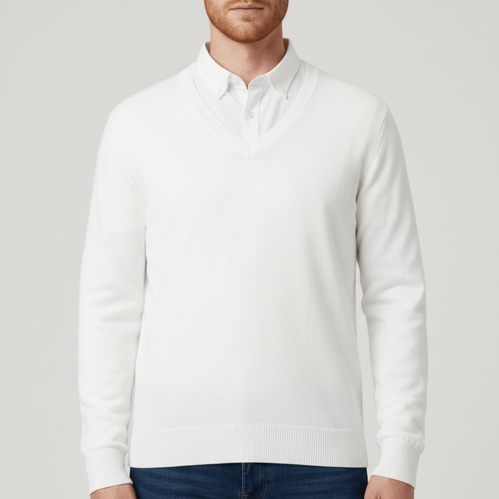 Herren V-Ausschnitt Pullover Samuel, schmal geschnitten, elegant & modern für Business Casual Looks.