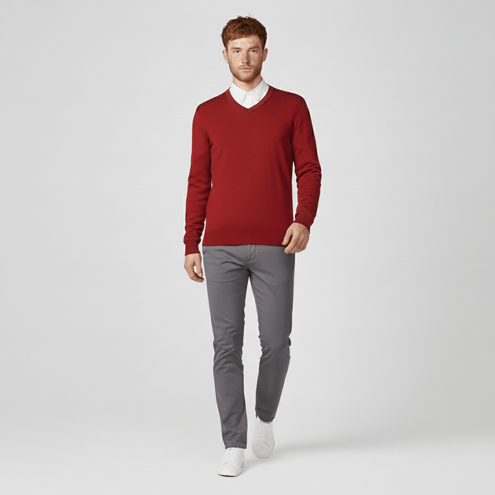 Herren V-Ausschnitt Pullover Slim Fit, kombiniert Bequemlichkeit und schicke Eleganz.