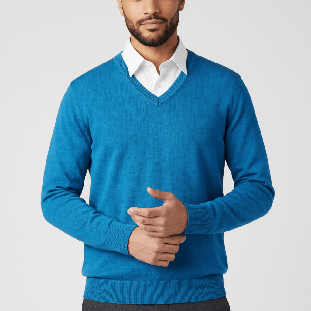 Herren V-Ausschnitt Pullover Samuel, schmal geschnitten, perfekt für den smarten Casual Look.