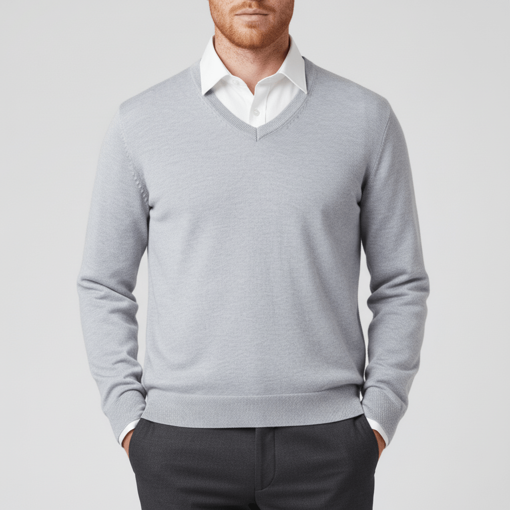 Zeitloser Herren Langarm Pullover, Slim Fit, V-Ausschnitt, für einen eleganten und bequemen Stil.