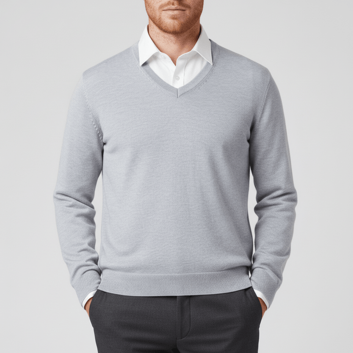 Zeitloser Herren Langarm Pullover, Slim Fit, V-Ausschnitt, für einen eleganten und bequemen Stil.