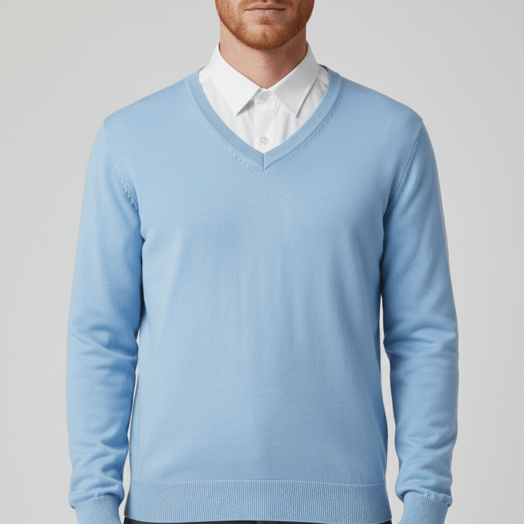 Herrenpullover mit V-Ausschnitt, schmaler Schnitt, ein Essential für die moderne Herrengarderobe.