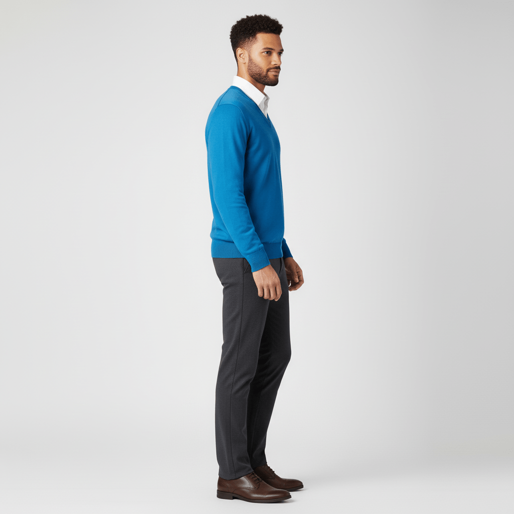 Moderner Herren V-Ausschnitt Pullover, schmal geschnitten, ideal für Büro und Freizeit.