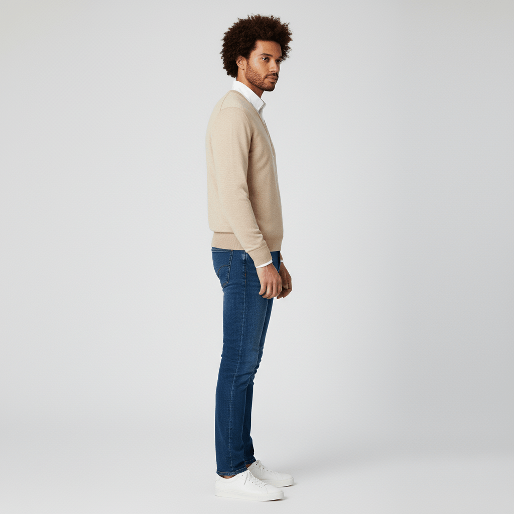 Stilvoller Herren Slim Fit Pullover mit V-Ausschnitt, ein Must-have für jede Herrengarderobe.
