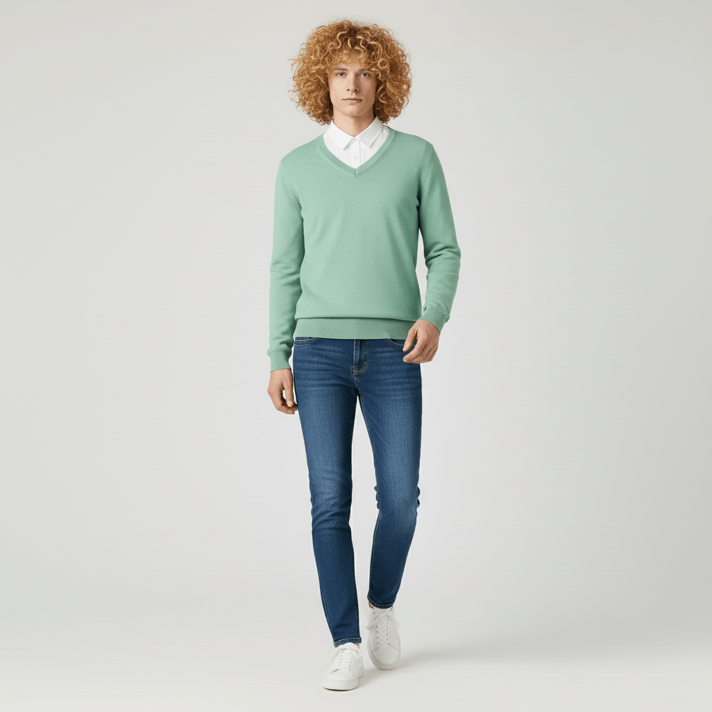 Herren V-Ausschnitt Pullover Samuel, körpernah geschnitten, ideal für geschmackvolle Freizeitmode.