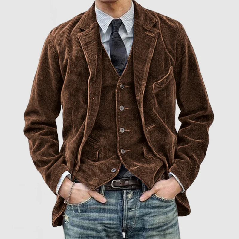 Männer Vintage Weste, Teil des Herbstmode Anzugsets, perfekt für elegante Freizeitmode.