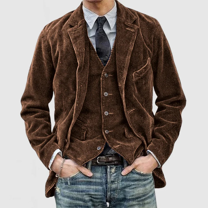 Männer Vintage Weste, Teil des Herbstmode Anzugsets, perfekt für elegante Freizeitmode.