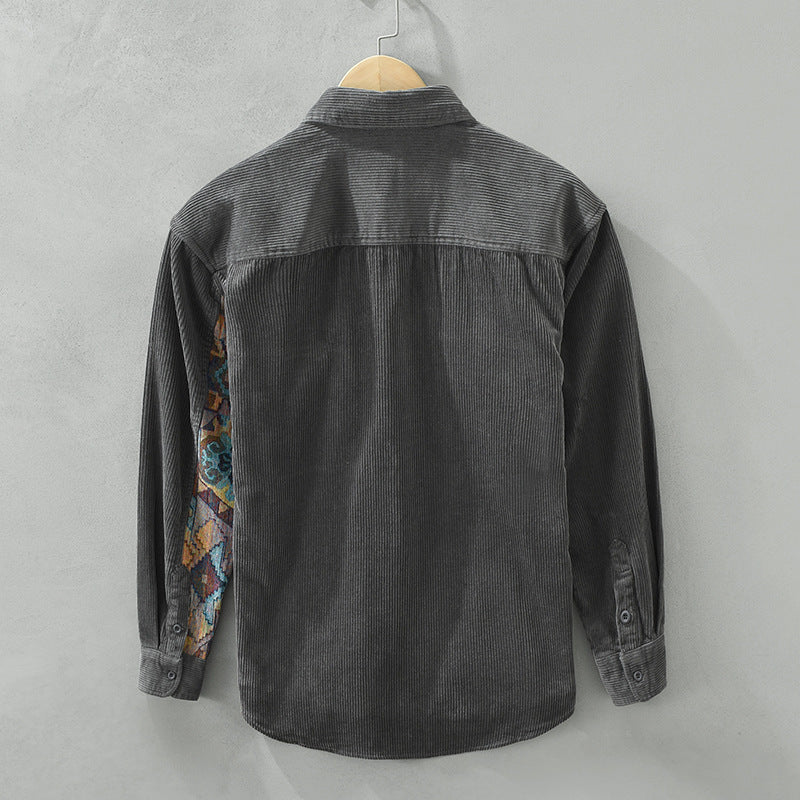 Elegantes Herren Vintage Langarmhemd, zeitloser Stil für Herbst & Frühling. Bequemes Freizeithemd.