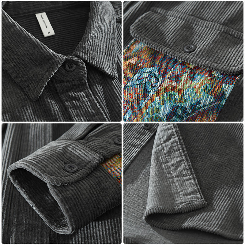 Stilvolles Herren Langarmhemd im Vintage-Look, ideal für Business Casual oder Freizeit-Outfit.