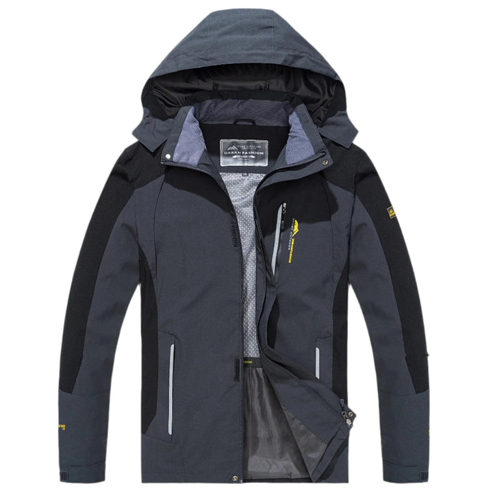Graue Thorben Outdoorjacke für Herren, atmungsaktiv, wasser- & winddicht, bequem für Sport & Freizeit.