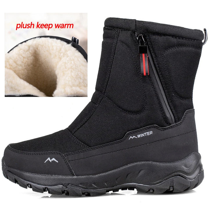 Robuste, wasserabweisende Herren-Schneestiefel, halbhoch. Ideal für Outdoor-Winteraktivitäten und Kälte.