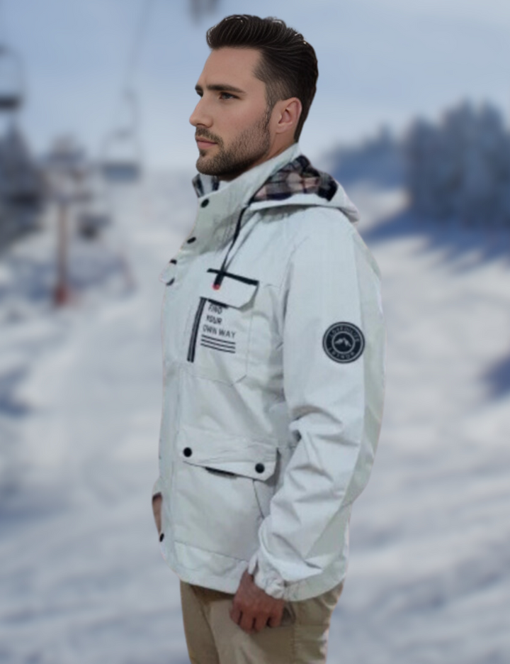 Herren Windjacke mit wasserdichter Beschichtung und abnehmbarer Kapuze, ideal für Übergangszeit.
