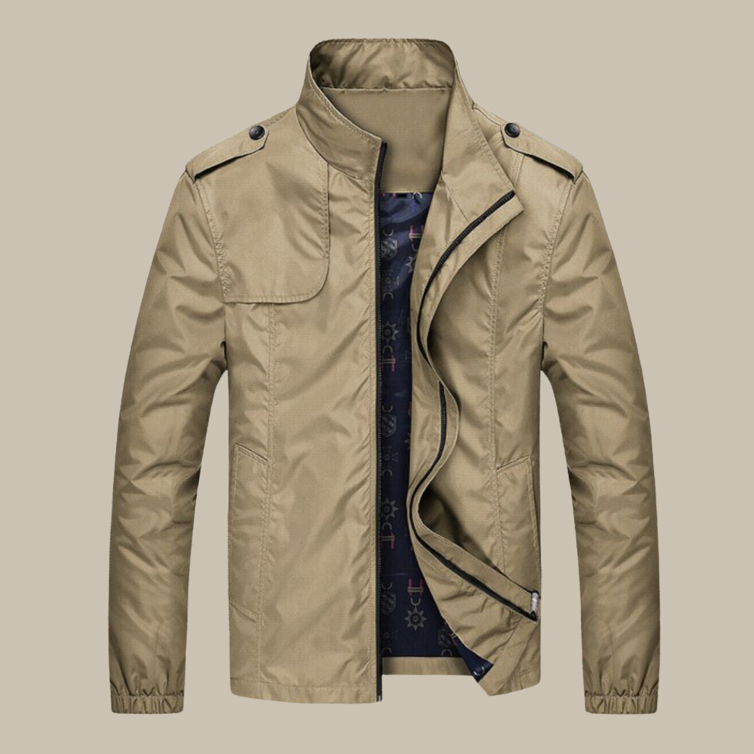 Herren winddichte Übergangsjacke mit elegantem Kragen, ideal für Herbst & Frühling.