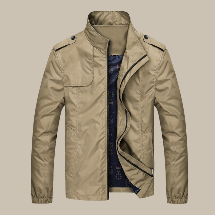 Herren winddichte Übergangsjacke mit elegantem Kragen, ideal für Herbst & Frühling.