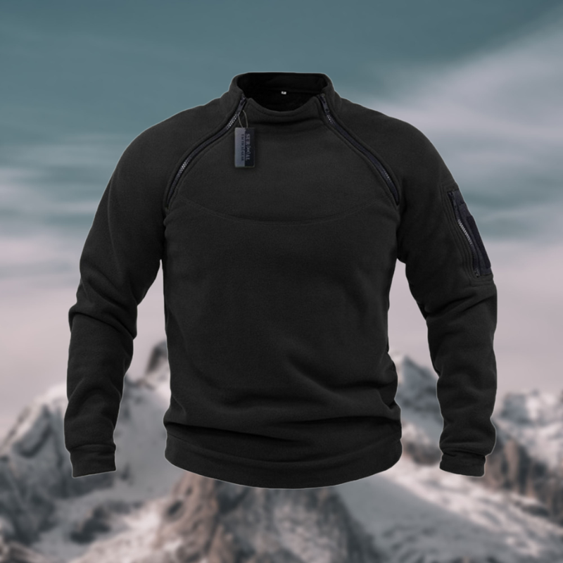 Winddichter Herren Freizeitpullover mit Reißverschluss, warm & taktisch für kühle Herbst- & Wintertage.