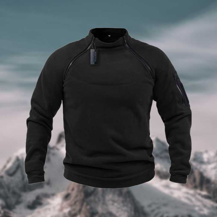Winddichter Herren Freizeitpullover mit Reißverschluss, warm & taktisch für kühle Herbst- & Wintertage.