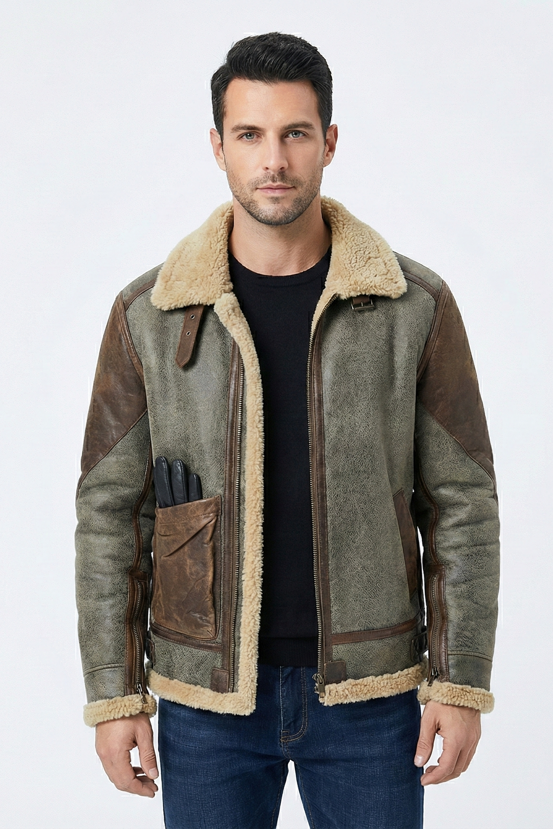 Herren Winterjacke Thies mit kuscheligem Lammfell-Stil Futter, warm & elegant für kalte Tage.