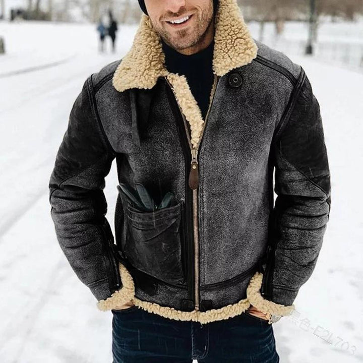 Bequeme, warme Thies Herren Winterjacke mit kuscheligem Futter im Lammfell-Stil, ideal für Freizeit & Outdoor.