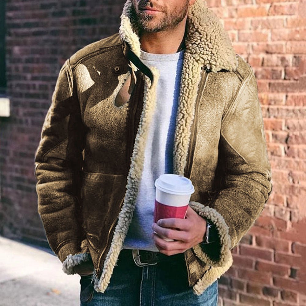 Elegante Herren-Jacke im Lammfell-Stil Thies, warm gefüttert, ideal für Freizeit & Übergang.