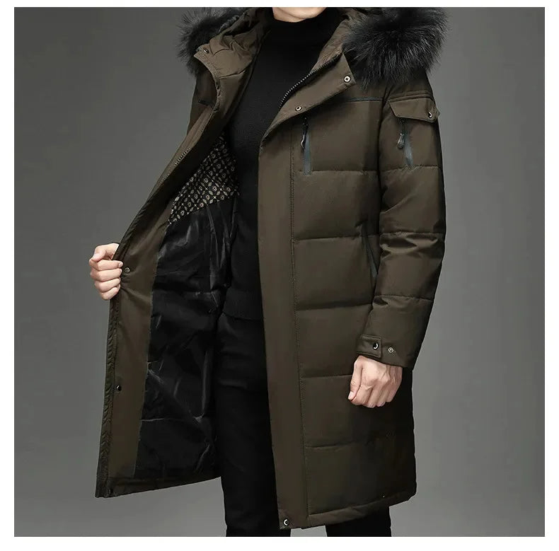 Stylischer Herren Kapuzen-Wintermantel, bietet Kälteschutz & Komfort im Winter.