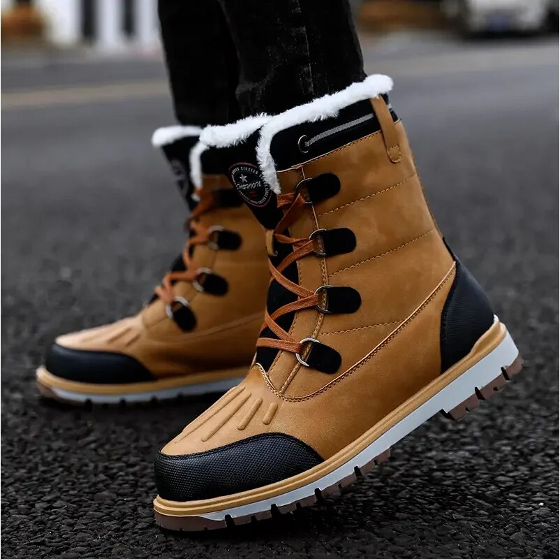 Wasserdichtes Obermaterial warmer Herren Winterstiefel, ideal für Schnee, Kälte & Outdoor-Aktivitäten.