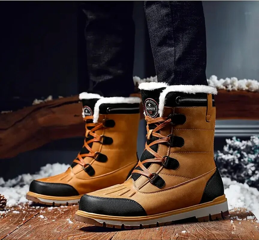 Rutschfeste Profilsohle der Herren Winterstiefel, sicherer Halt auf Schnee & Eis. Robuste Outdoor-Winterschuhe.