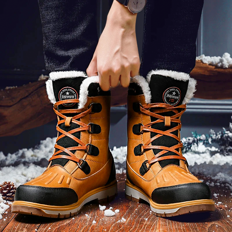 Herren Winterstiefel im Schnee: Wasserdichte, rutschfeste Outdoor-Stiefel, die bis -35°C warmhalten.