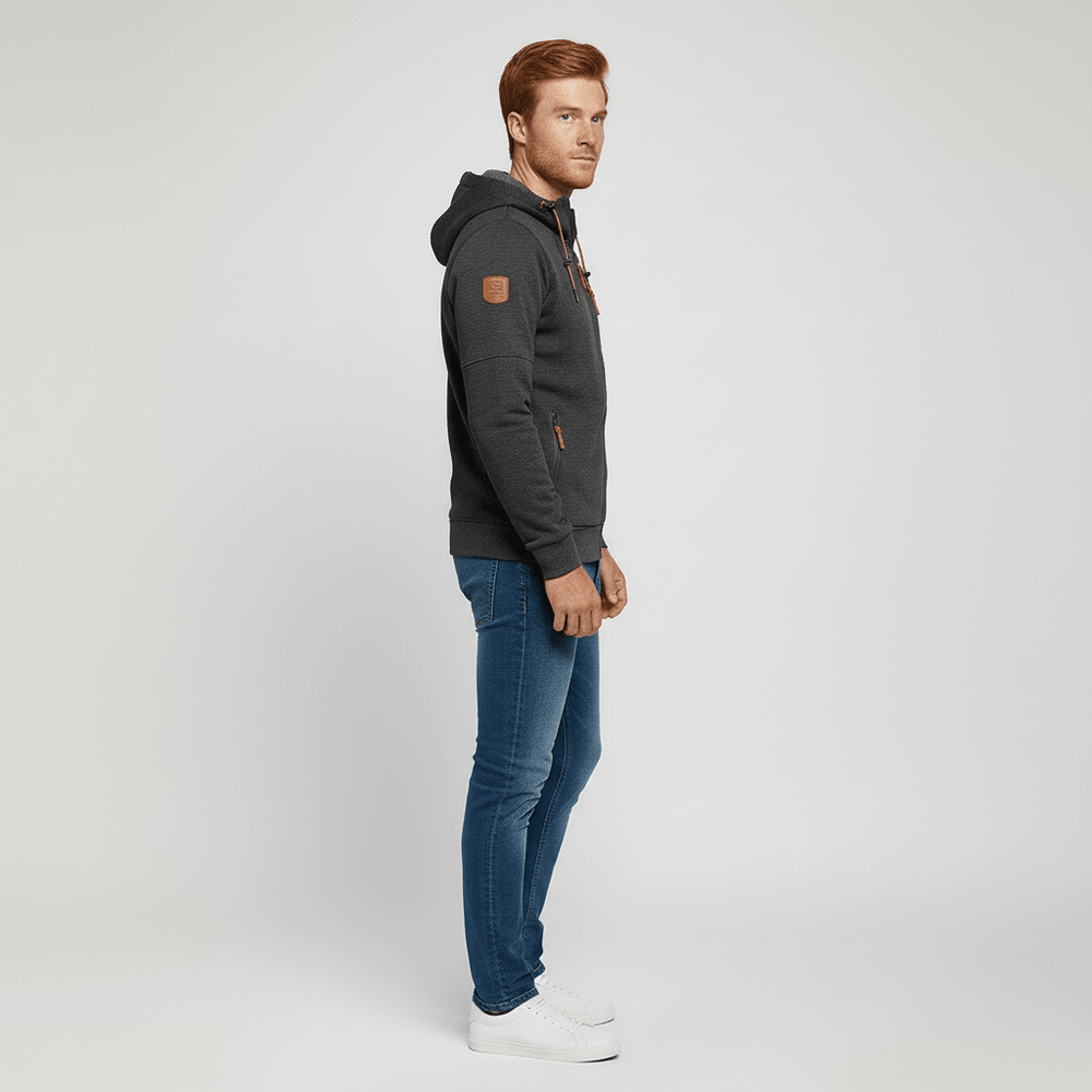 Vielseitige Herren Reißverschlussjacke, Hoodie ideal für Layering und entspannte Freizeit-Outfits.