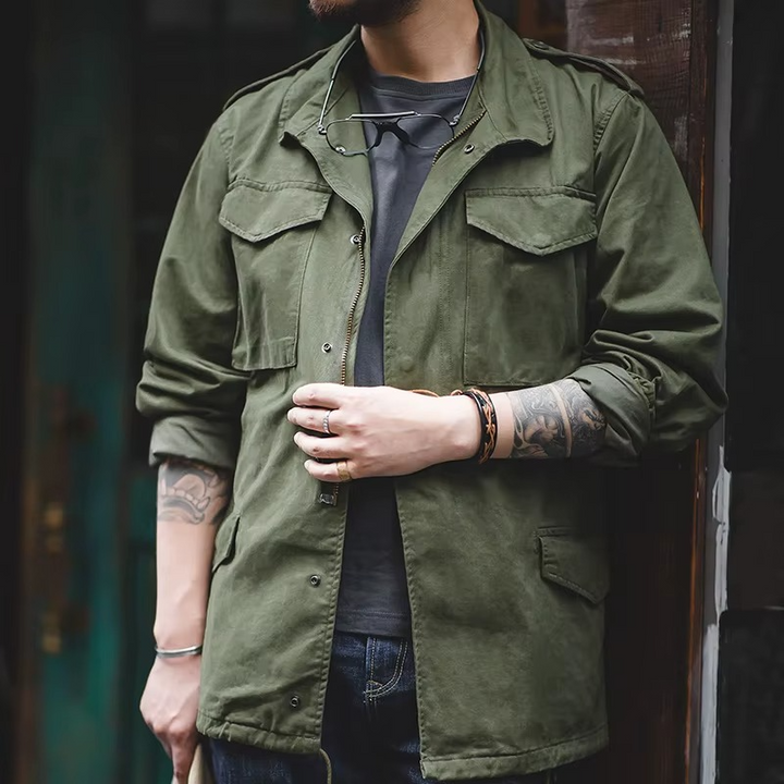 Stylische Herren Utility Zip-Jacke "Oliver" für Smart Casual Looks. Ideal als Outdoor- und Übergangsjacke.