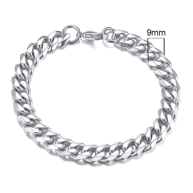 Robustes Edelstahl-Panzerkettenarmband, unisex, langlebig und schick, vielseitig tragbar.