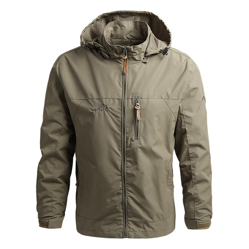 Robuste Herren Outdoor-Windbreaker mit Kapuze. Ideal für Wandern & Freizeit. Wasserabweisende Übergangsjacke.