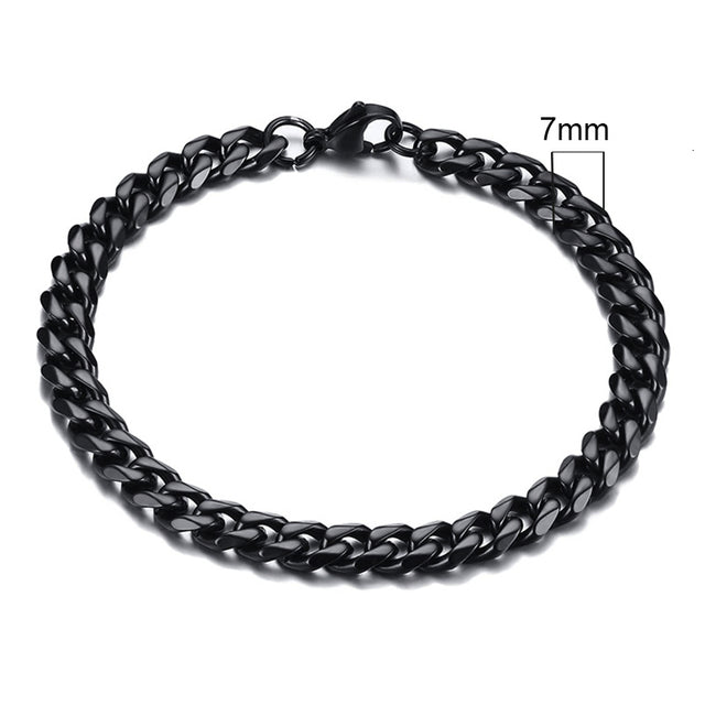 Breites Edelstahl-Panzerkettenarmband, unisex, glänzend, auffälliger Statementschmuck.