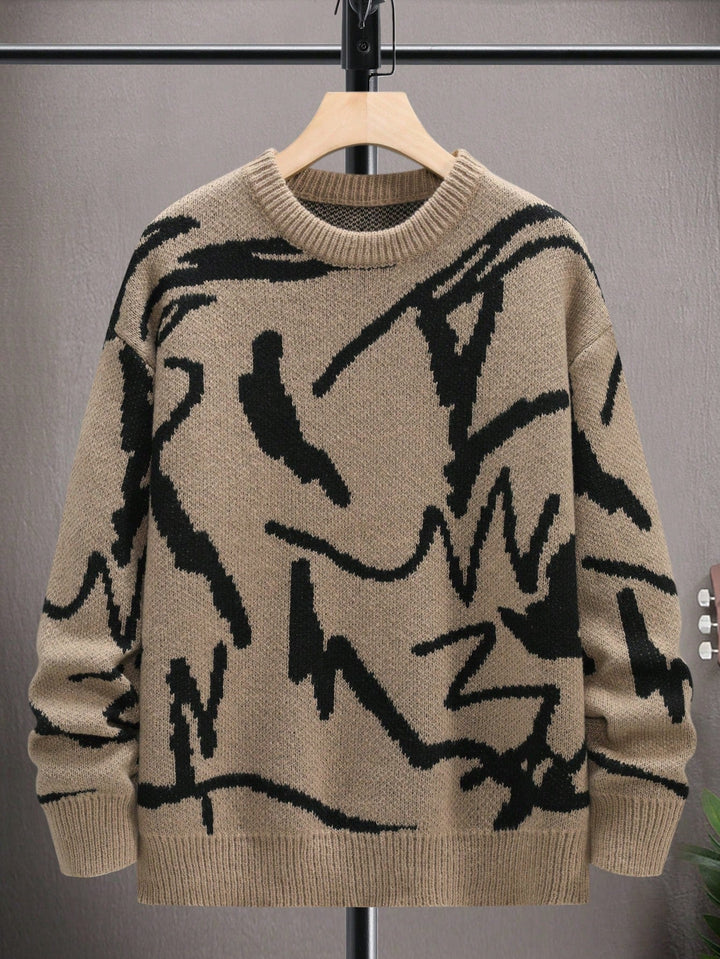 Herren Pullover Arvid mit einzigartigem geometrischem Print. Ideales Oberteil für kühle Tage.
