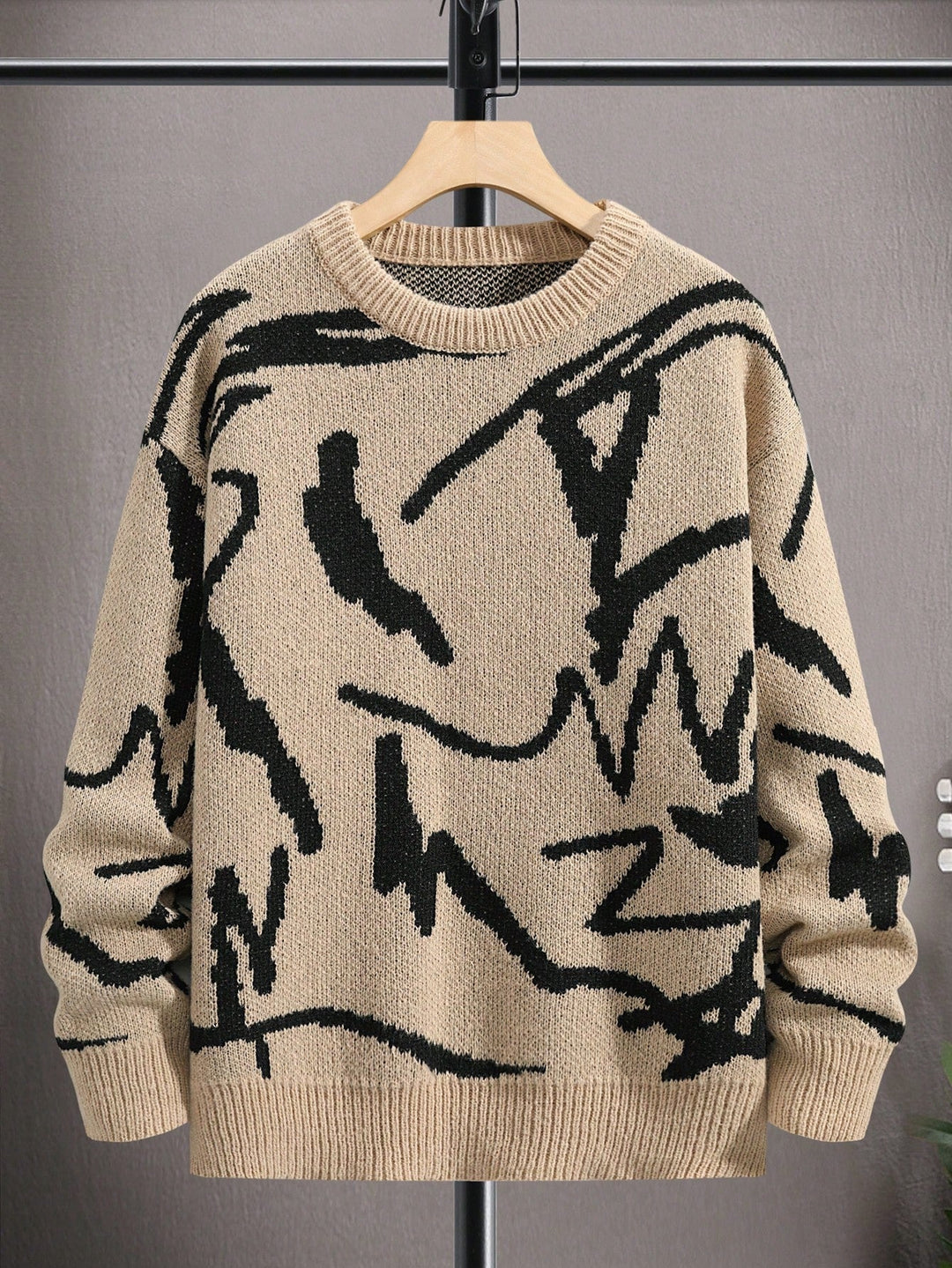Grafischer Herrenpullover Arvid, geometrisches Muster, Rundhals. Aktuelle Herbst/Winter-Mode.