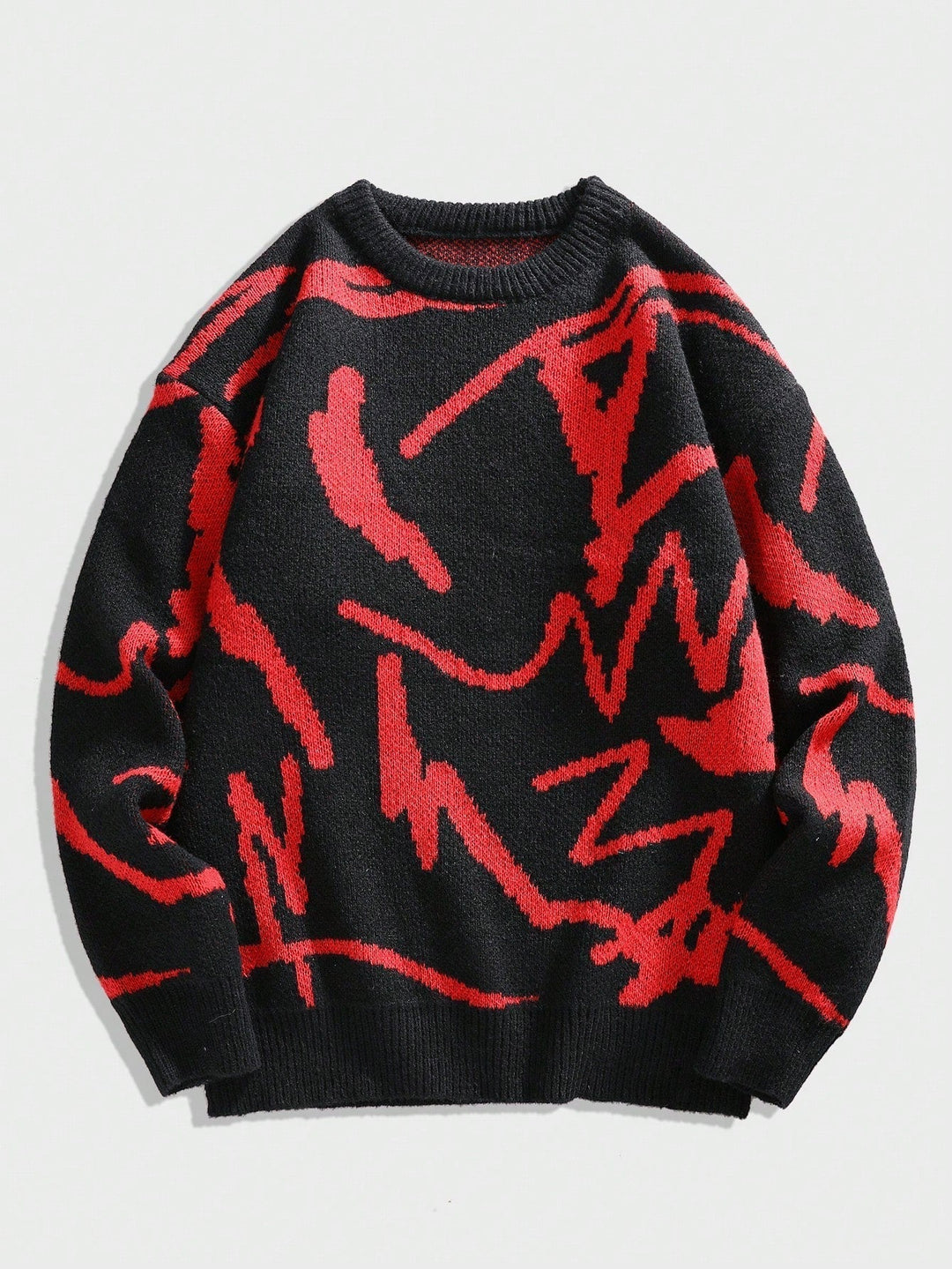 Stilvoller Herrenpullover Arvid, Oversize, mit auffälligem geometrischem Print. Herbstmode.