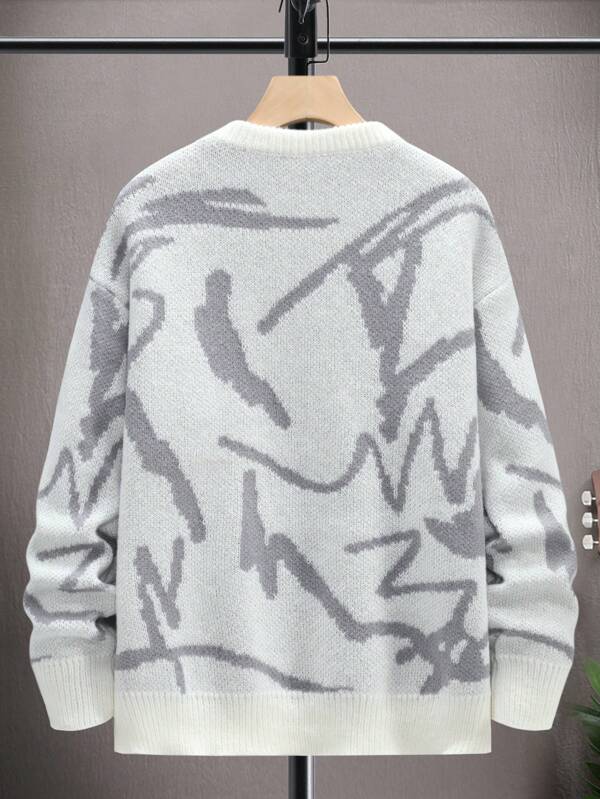 Stilvoller Herrenpullover Arvid, Oversize-Passform, mit grafischem geometrischem Muster.
